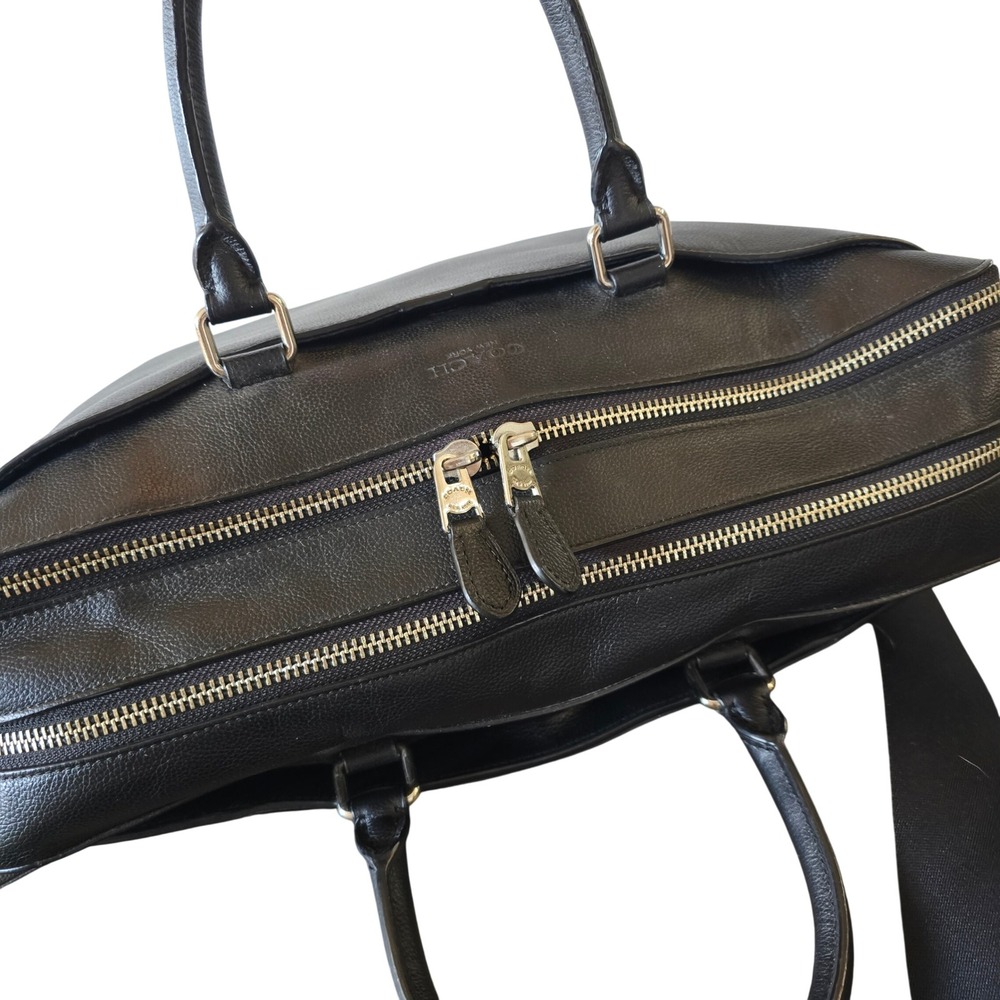 Coach Hamilton Briefcase Black Pebbled Leather Laptop Bag F72985 - Picture 7 of 13